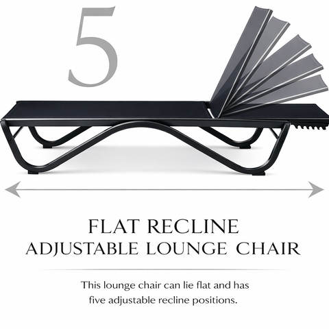 Kozyard Adjustable Outdoor Lounge Chair 5 Recline Angles Flat Lying Option Ideal for Sunbathing Reading Music Leisure Activities Patio Backyard Poolside Comfortable Relaxation