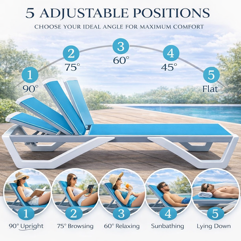 Kozyard Multi-Scenario Outdoor Lounge Chair Set – Versatile for Poolside, Patio, Yard & Terrace Use, Durable Outdoor Leisure Furniture with Premium Textilene Fabric & Sturdy Frame, Ideal for Various Outdoor Relaxation Spaces