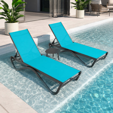 Kozyard Outdoor Chaise Lounge Chair, Full Aluminum Frame, Adjustable Reclining Patio Lounger for Poolside, Sunbathing & Backyard