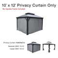 An image displays a double - top gazebo with gray privacy curtains, labeled as "10' x 12' Privacy Curtain Only" with no gazebo frame included. Below, there are four smaller images of different double - top gazebo models (Rosana, Alexander, Caesar, Apollo) in 10'x12' size, indicating that the privacy curtain is matched to these models. 10' x 12' Privacy Curtains for Double - Top Gazebos (Frame Not Included).Double - Top Gazebo Privacy Curtains: Compatible with Multiple Models. double - top gazebo, 10x12inch