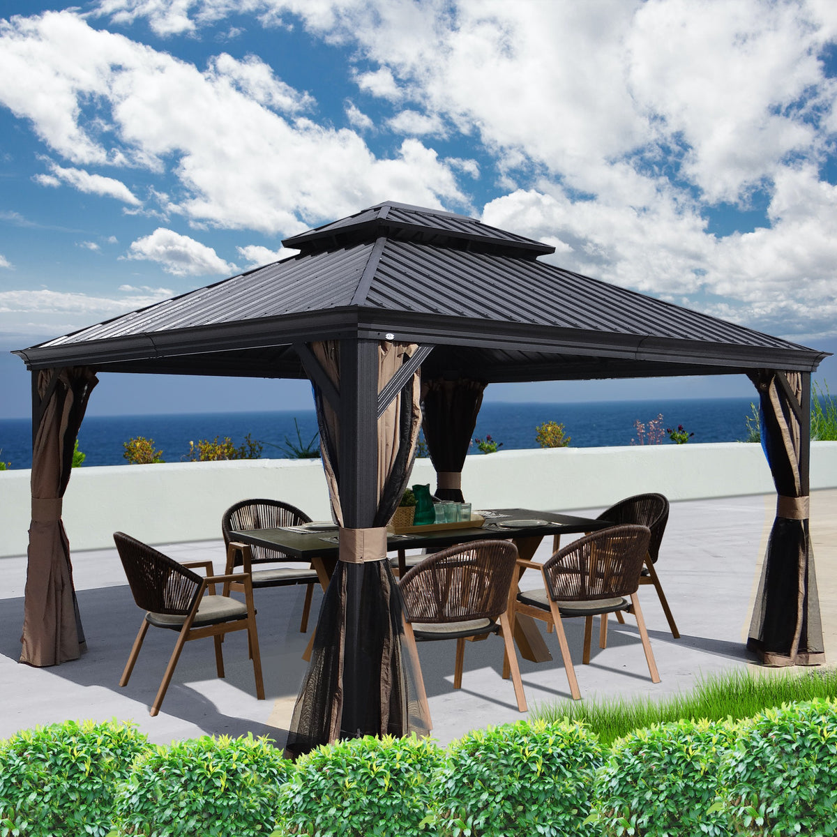 KS Kozyard Alexander 12' X 14' Hardtop Gazebo, Aluminum Metal