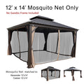 A 12' x 14' mosquito net set designed for outdoor gazebos, specifically matching the Alexander and Caeser 12'x14' models. The text at the top states that only the mosquito nets are included, not the gazebo frame. The netting is shown installed on a gazebo with a dark - colored metal roof, and there are smaller images below to illustrate the net - gazebo match. 12' x 14' Mosquito Nets for Alexander and Caeser Gazebos (Frame Not Included)outdoor gazebo, 12x14 gazebo, mosquito net, Alexander& Caeser gazebo,