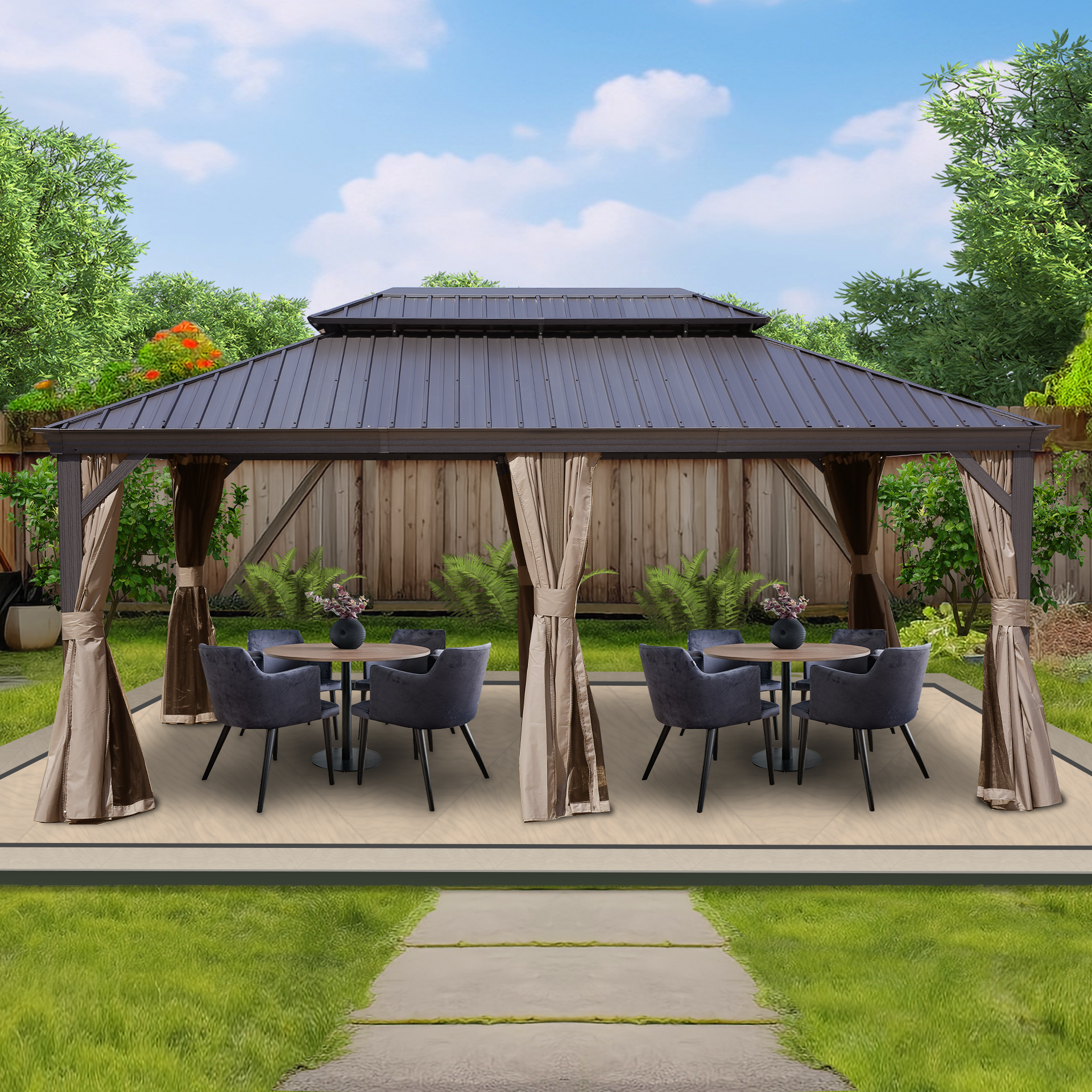 Kozyard Alexander 12' x 18' Hardtop Gazebo, Aluminum Frame with