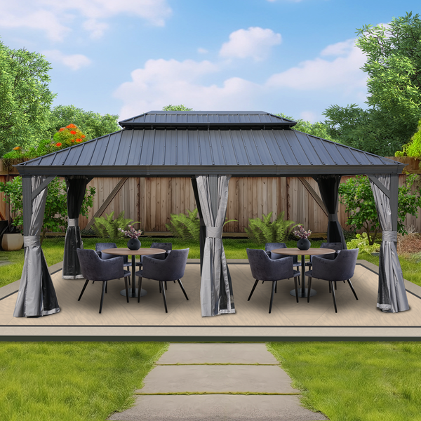 Kozyard Alexander 12' x 18' Hardtop Gazebo, Aluminum Frame with