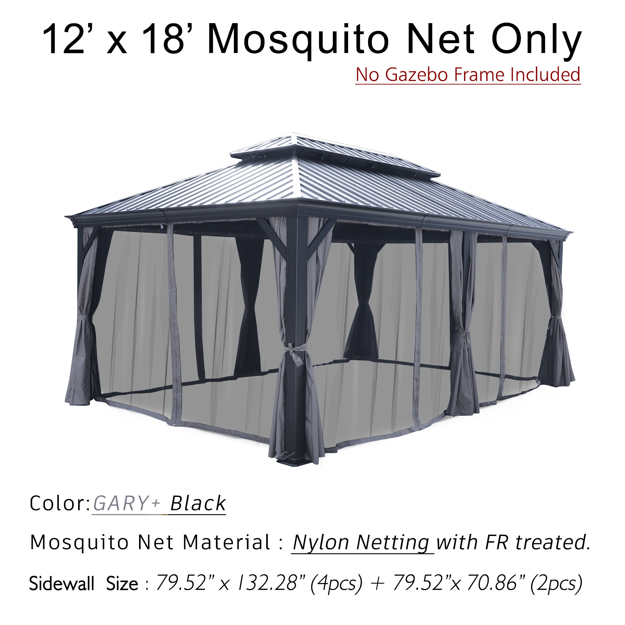 Kozyard Mosquito Net for Alexander/Apollo 12'x16' Hardtop Aluminum