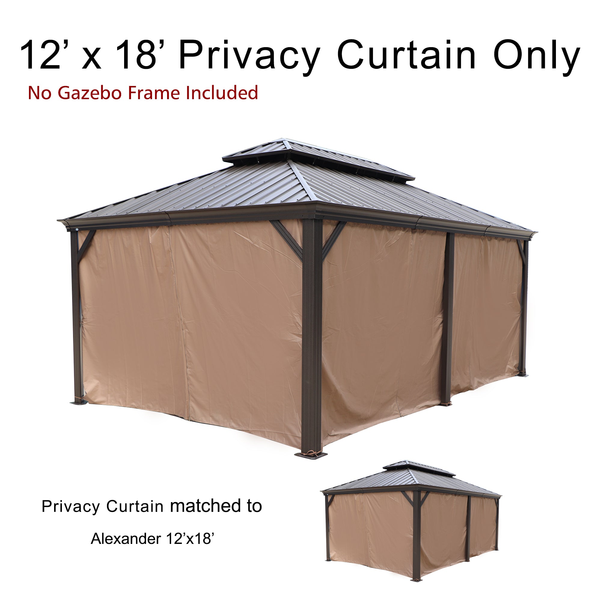 Kozyard 12' x 18' Outdoor Gazebo Privacy Curtain Sidewall