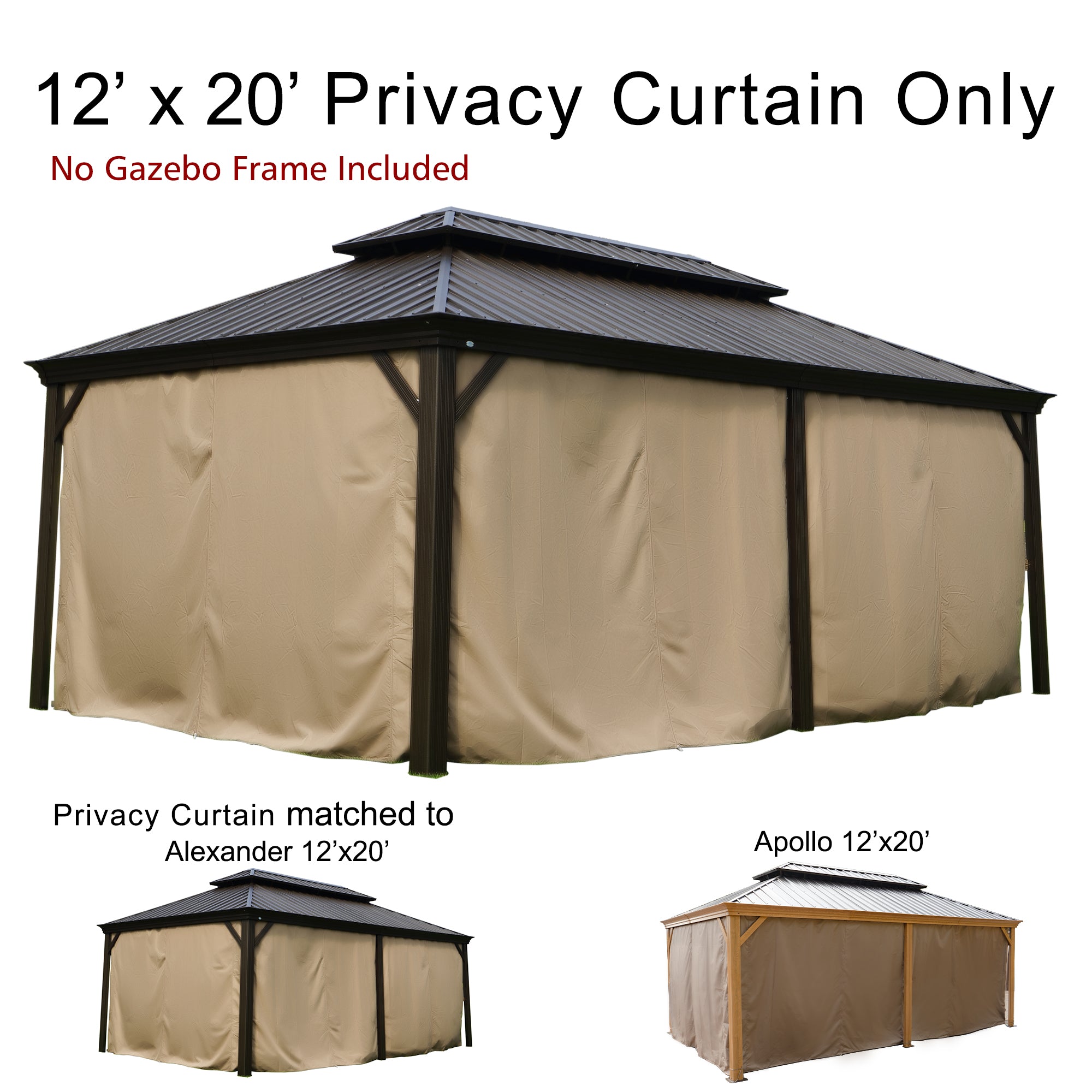 Kozyard 12' x 20' Curtains for Alexander 12'x20' Gazebo – Kozyard LLC.