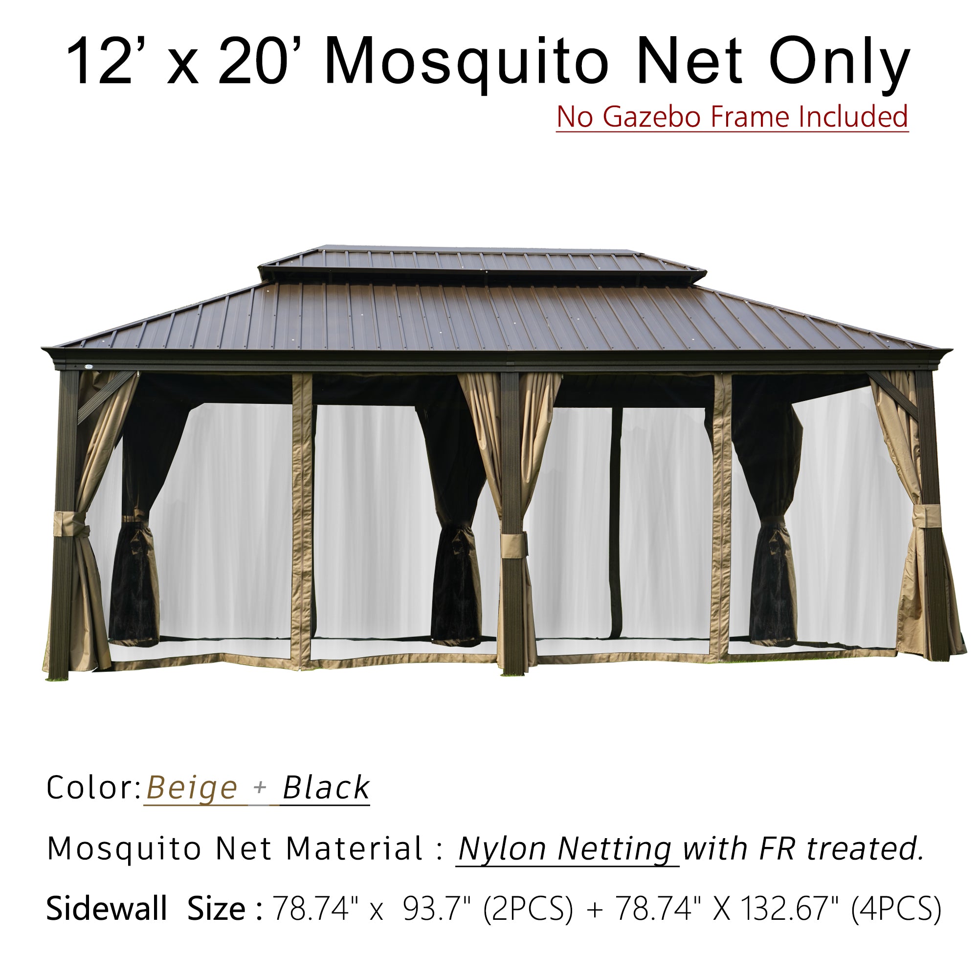 Kozyard Mosquito Net for Alexander/Apollo 12'x16' Hardtop Aluminum