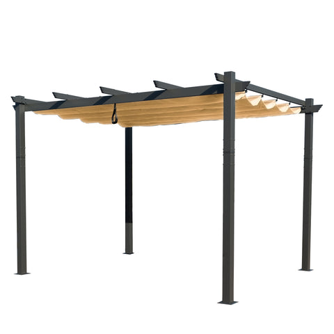 Kozyard Atlantics Outdoor 10'x13' Extra Large BBQ Grill Pergola with Sun Shade Gazebo Canopy Beige Canopy