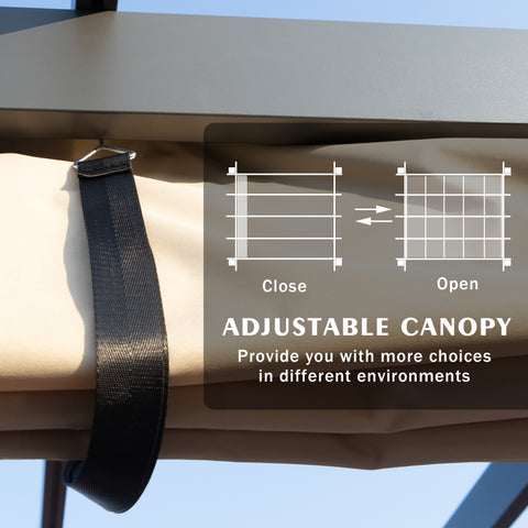 Kozyard Atlantics Outdoor 10'x13' Extra Large BBQ Grill Pergola with Sun Shade Gazebo Canopy Beige Canopy