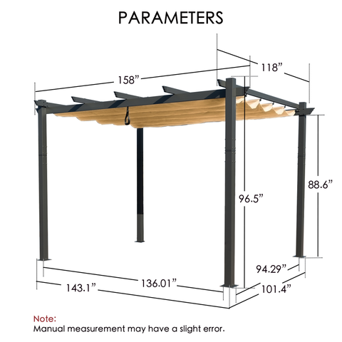 Kozyard Atlantics Outdoor 10'x13' Extra Large BBQ Grill Pergola with Sun Shade Gazebo Canopy Beige Canopy