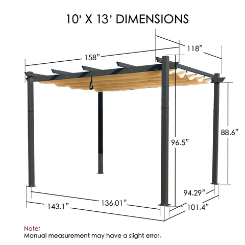 Kozyard Atlantics Outdoor 10'x13' Extra Large BBQ Grill Pergola with Sun Shade Gazebo Canopy Beige Canopy
