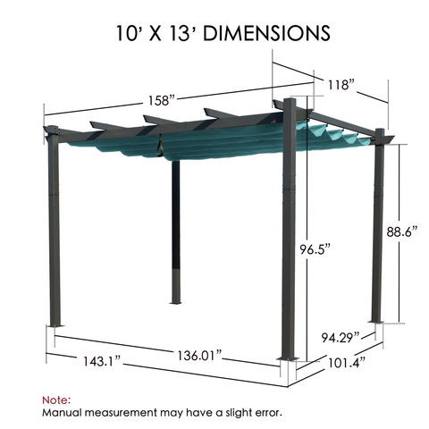 Kozyard Atlantics Outdoor 10'x13' Extra Large BBQ Grill Pergola with Sun Shade Gazebo Canopy Beige Canopy