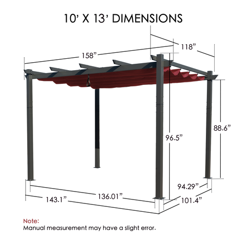 Kozyard Atlantics Outdoor 10'x13' Extra Large BBQ Grill Pergola with Sun Shade Gazebo Canopy Beige Canopy