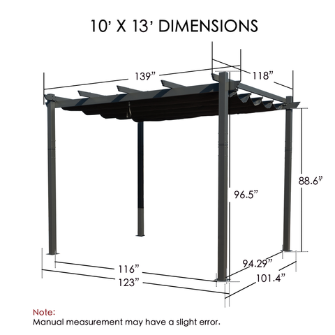 Kozyard Atlantics Outdoor 10'x13' Extra Large BBQ Grill Pergola with Sun Shade Gazebo Canopy Beige Canopy