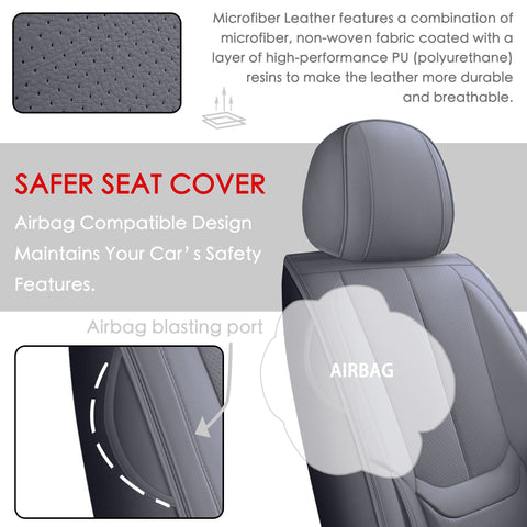 TOMIC Nephele Waterproof Faux Leather Auto Seat Cover (Protector) Full Set, Universal Car Accessories Fit for Most Sedans SUV Pick-up Truck(3 Color Options)