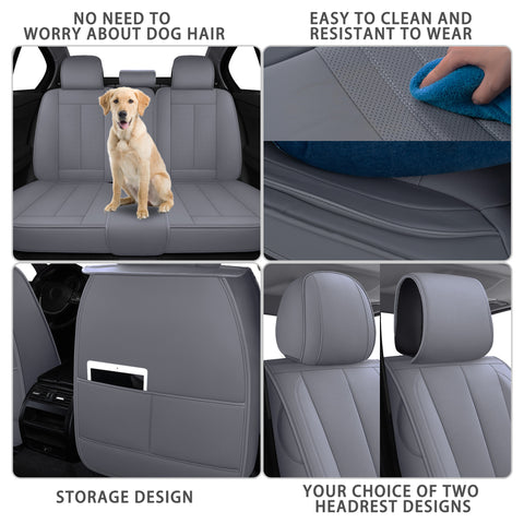 TOMIC Nephele Waterproof Faux Leather Auto Seat Cover (Protector) Full Set, Universal Car Accessories Fit for Most Sedans SUV Pick-up Truck(3 Color Options)