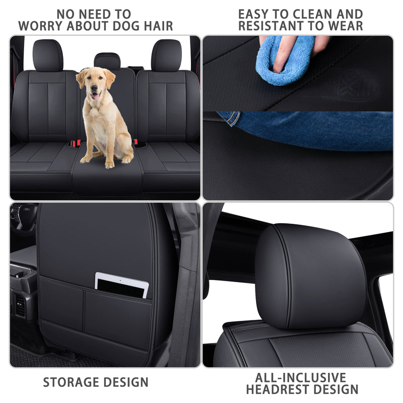 TOMIC Triton Waterproof Leather Truck Seat Cover (Front and Back Seat Full Set) Exclusively Fits for Ford F-150 2015-2021 & F-250 F-350 F-450 2017-2021 Raptor Style (4 Color Options)