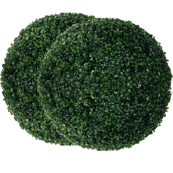 Kozyard 2PCS 19In Artificial Topiary Balls Faux Green Plant Spheres for Outdoor Indoor Decor – Waterproof UV Resistant Fake Shrubs for Garden, Wedding, Backyard, Balcony, Home