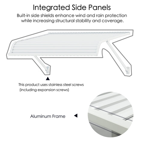 Kozyard Patio Awnings for Window Doors Canopy Durable Aluminum Frame Premium PVC Panel
