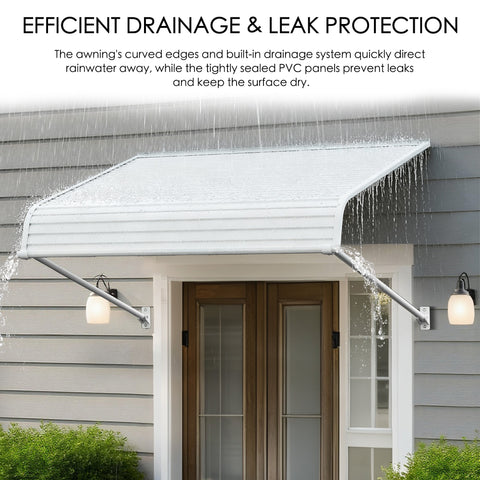 Kozyard Awning W42" x D40" Door/Window Awnings Adjustable Installation Angle, Durable Aluminum Frame, Premium PVC Cover for Rain Snow Sunlight Protection for Door Entrance Windows Patio