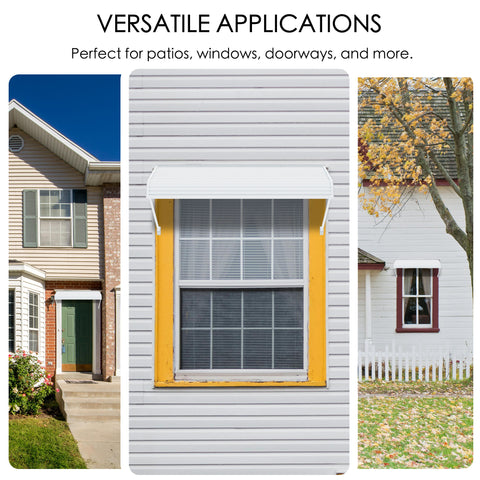 Kozyard Awning W42" x D40" Door/Window Awnings Adjustable Installation Angle, Durable Aluminum Frame, Premium PVC Cover for Rain Snow Sunlight Protection for Door Entrance Windows Patio
