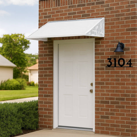 Kozyard Door/Window Awnings with 2 Integrated Side Panels Aluminum Frame Premium PVC Cover for Rain Snow Sunlight Protection for Door Entrance Windows Patio