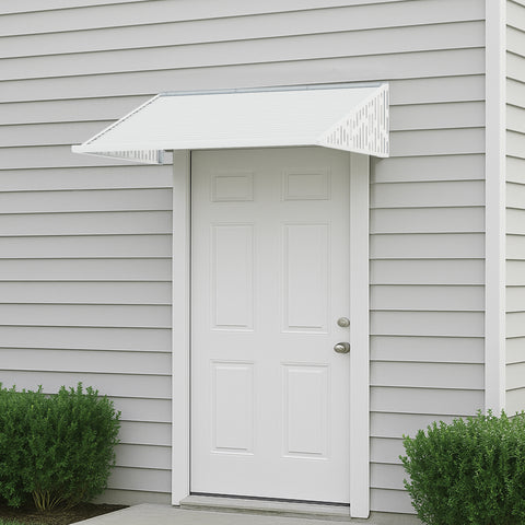 Kozyard Awnings W48'' x D40'' Door/Window Awnings with 2 lron Hollow Integrated Side Panels Aluminum Frame Premium PVC Cover for Rain Snow Sunlight Protection for Door Entrance Windows Patio