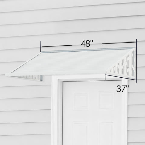Kozyard Awnings W48'' x D40'' Door/Window Awnings with 2 lron Hollow Integrated Side Panels Aluminum Frame Premium PVC Cover for Rain Snow Sunlight Protection for Door Entrance Windows Patio