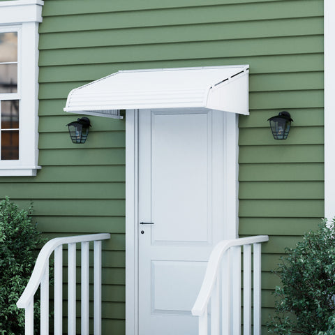 Kozyard Door/Window Awnings with 2 Integrated Side Panels Aluminum Frame Premium PVC Cover for Rain Snow Sunlight Protection for Door Entrance Windows Patio