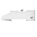 Kozyard 48x40 inch door and window awning with integrated side panels, durable aluminum frame, premium PVC cover, exterior rain snow sun protection canopy for entry doors, windows, patios – white outdoor protective awning with size dimensions labeled 48'' x 40''