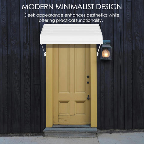 Kozyard Awning Door/Window Awning Fixed Installation Angle Durable Aluminum Frame, Premium PVC Cover for Rain Snow Sunlight Protection for Door Entrance Windows Patio