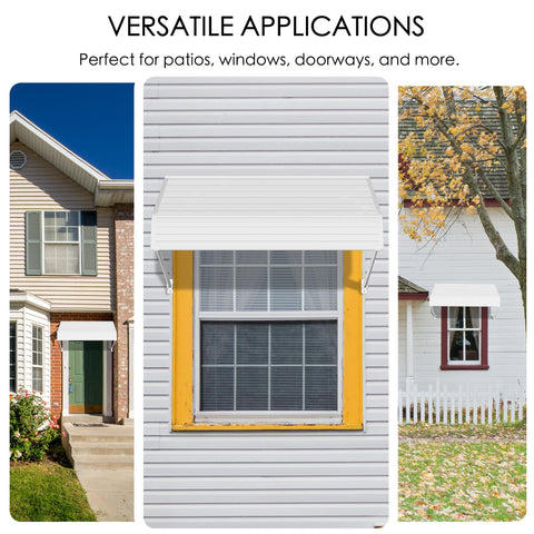 Kozyard Awning Door/Window Awning Fixed Installation Angle Durable Aluminum Frame, Premium PVC Cover for Rain Snow Sunlight Protection for Door Entrance Windows Patio