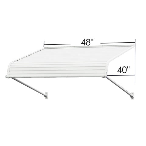 Kozyard Patio Awning 48'' wide x 40'' deep, white canopy with aluminum frame, durable PVC panel for window and door rain, snow, and sun protection