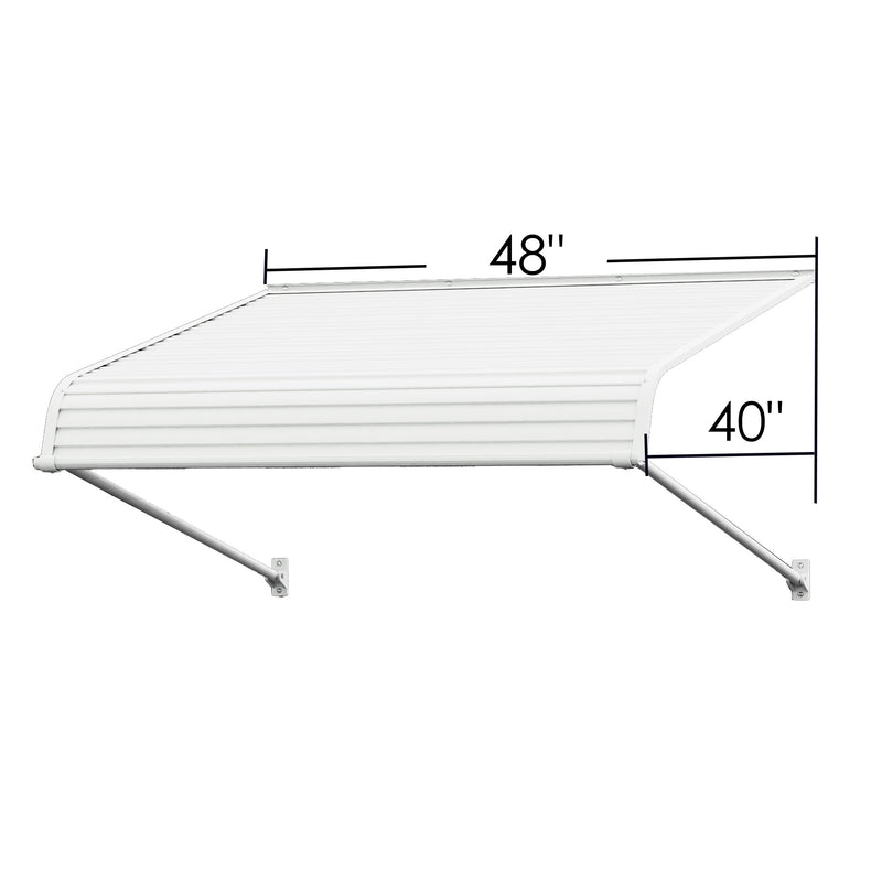 Kozyard Patio Awning 48'' wide x 40'' deep, white canopy with aluminum frame, durable PVC panel for window and door rain, snow, and sun protection