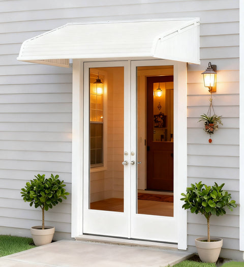 Kozyard Door/Window Awnings with 2 Integrated Side Panels Aluminum Frame Premium PVC Cover for Rain Snow Sunlight Protection for Door Entrance Windows Patio