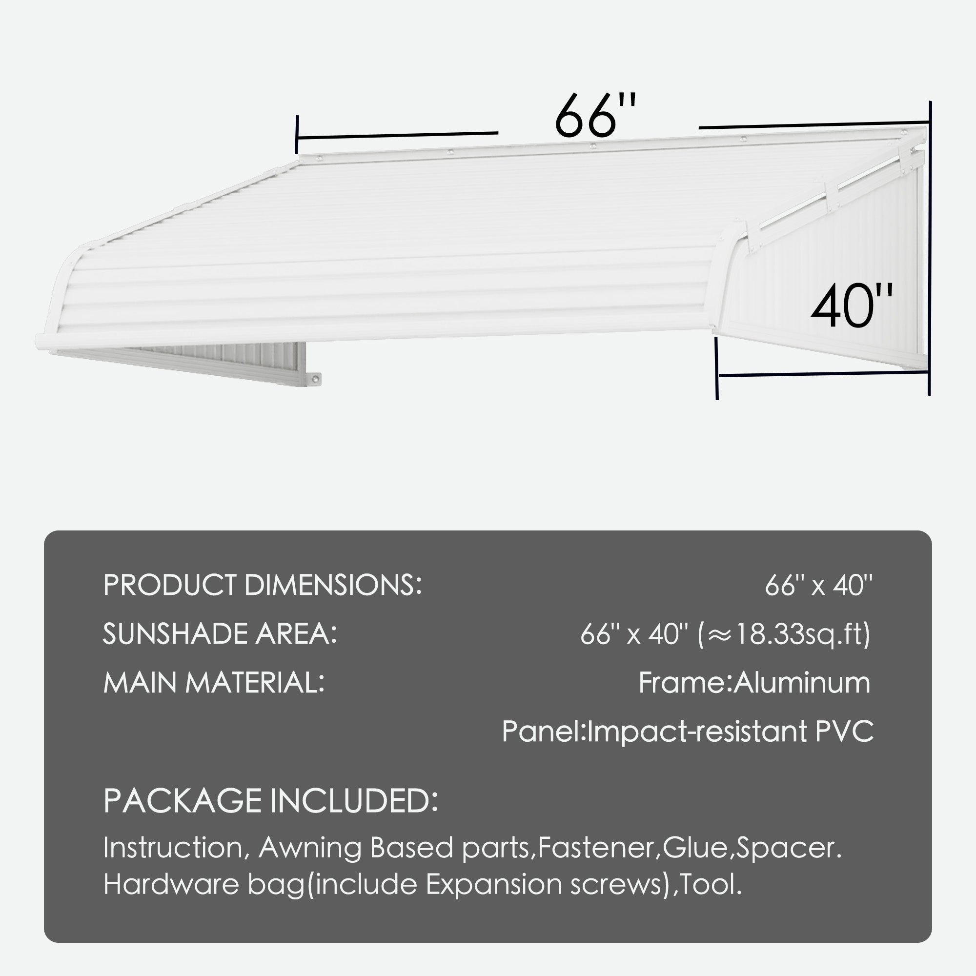 Kozyard Door/Window Awnings with 2 Integrated Side Panels Aluminum