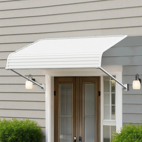 Kozyard Awning Door/Window Awning Fixed Installation Angle Durable Aluminum Frame, Premium PVC Cover for Rain Snow Sunlight Protection for Door Entrance Windows Patio