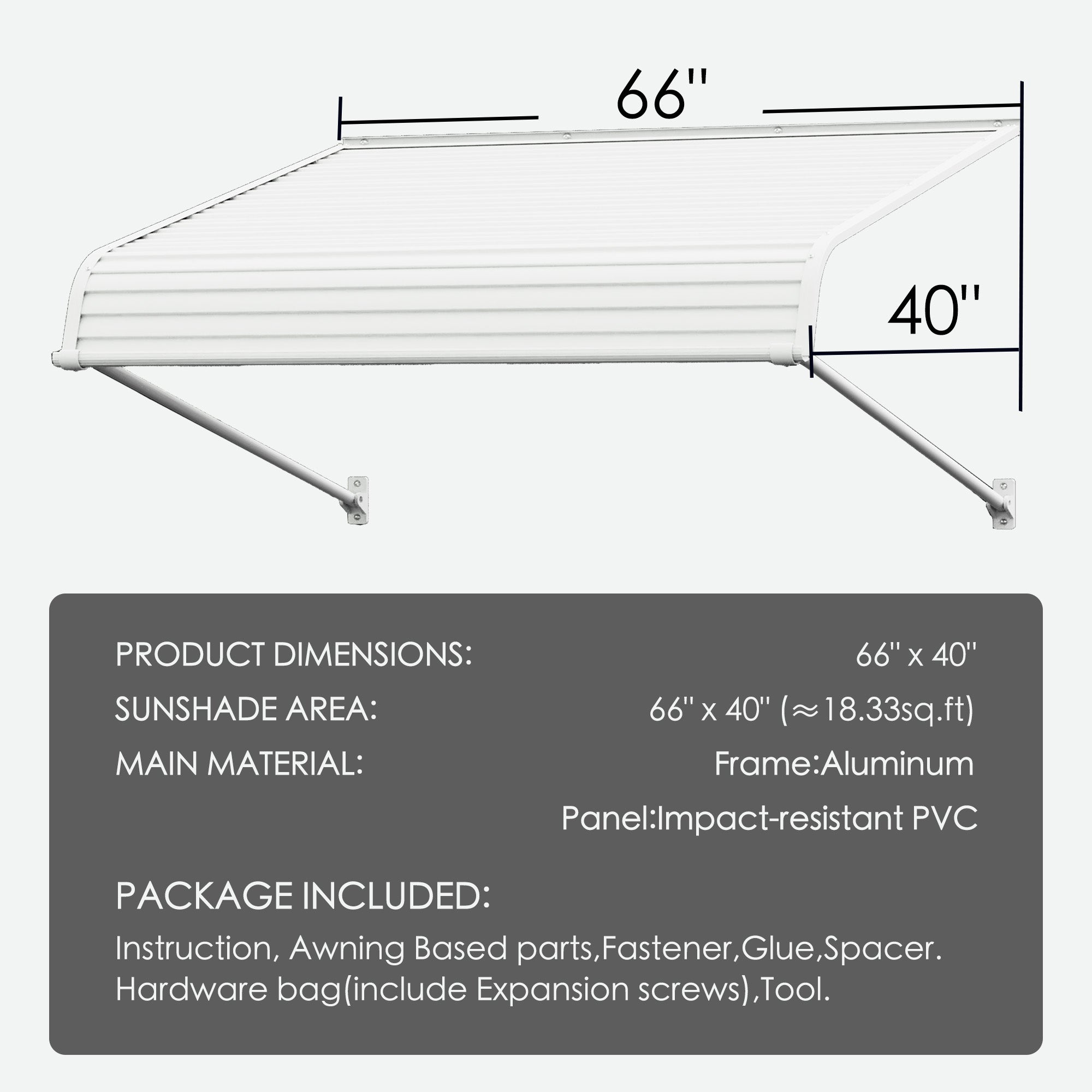 Kozyard Awning Door/Window Awning Fixed Installation Angle Durable