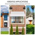 Kozyard outdoor door and window awning installed on modern and traditional homes, showcasing versatile applications for patios, windows, and entryways with durable aluminum frame and weatherproof PVC cover for rain, snow, and UV protection.