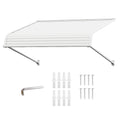 Kozyard 66x40 inch door and window awning with adjustable installation angle, durable aluminum frame and impact-resistant PVC cover; outdoor rain, snow and UV protection canopy for entry doors, windows, patios; includes expansion screws for easy installation.