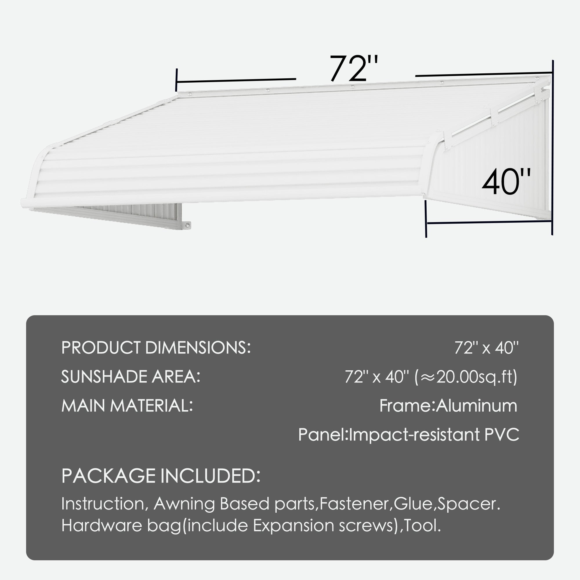 Kozyard Door/Window Awnings with 2 Integrated Side Panels Aluminum