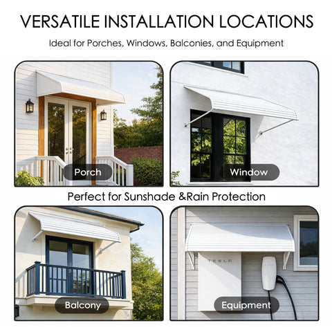 Kozyard Aluminum Awning – Versatile Installation for Porches, Windows, Balconies & Outdoor Equipment, Durable Aluminum Design Delivers Reliable Sunshade & Rain Protection for Residential Exterior Spaces
