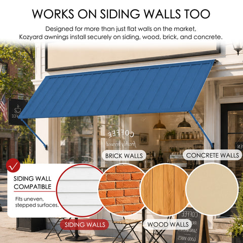 Kozyard Adjustable Window Awning – 4-Level Angle Adjustment, Powder-Coated Iron Door Canopy, All-Weather Rain, Snow & UV Protection
