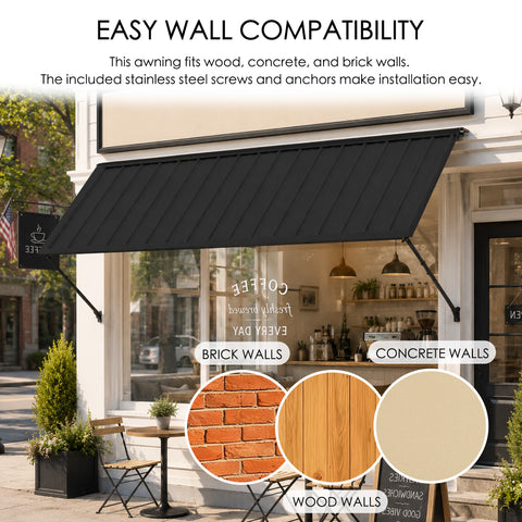 Kozyard Adjustable Window Awning – 4-Level Angle Adjustment, Powder-Coated Iron Door Canopy, All-Weather Rain, Snow & UV Protection