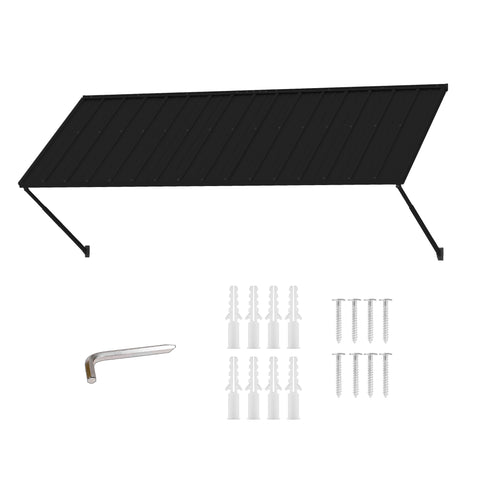 Kozyard Adjustable Window Awning – 4-Level Angle Adjustment, Powder-Coated Iron Door Canopy, All-Weather Rain, Snow & UV Protection