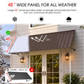Kozyard adjustable metal awning features four positioning levels with spring button locking support arms for customized shade coverage. The wall mounted outdoor canopy allows users to adjust the roof angle to suit different sunlight conditions and exterior installation needs. Ideal for adjustable window awnings, metal door canopies, outdoor sun shades, storefront entrance covers, patio awnings, and residential rain protection.