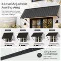 Kozyard extra deep metal awning features a 43 5/16 inch roof panel designed to provide extended coverage against rain, sunlight, and snow. This 108 inch wide wall mounted outdoor canopy offers practical overhead protection for residential doors, storefront windows, and exterior entrances. Ideal for all weather metal awnings, outdoor rain shelters, window sun shades, patio door canopies, and commercial entrance protection.
