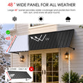 Kozyard adjustable metal awning features four positioning levels with spring button locking support arms for customized shade coverage. The wall mounted outdoor canopy allows users to adjust the roof angle to suit different sunlight conditions and exterior installation needs. Ideal for adjustable window awnings, metal door canopies, outdoor sun shades, storefront entrance covers, patio awnings, and residential rain protection.