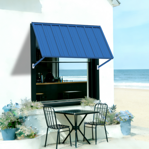 Kozyard Window Awning - Powder-Coated Iron Exterior Awning with 4-Level Adjustable Angles, All-Weather Protection (Rain/Sun/Snow) for Patio/Window, Stylish Outdoor Canopy Shelter
